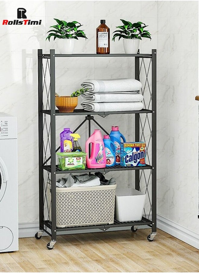 RollsTimi  4-Tire Scratch-Resistant Storage Rack Black 126x71x35cm  - Image 2