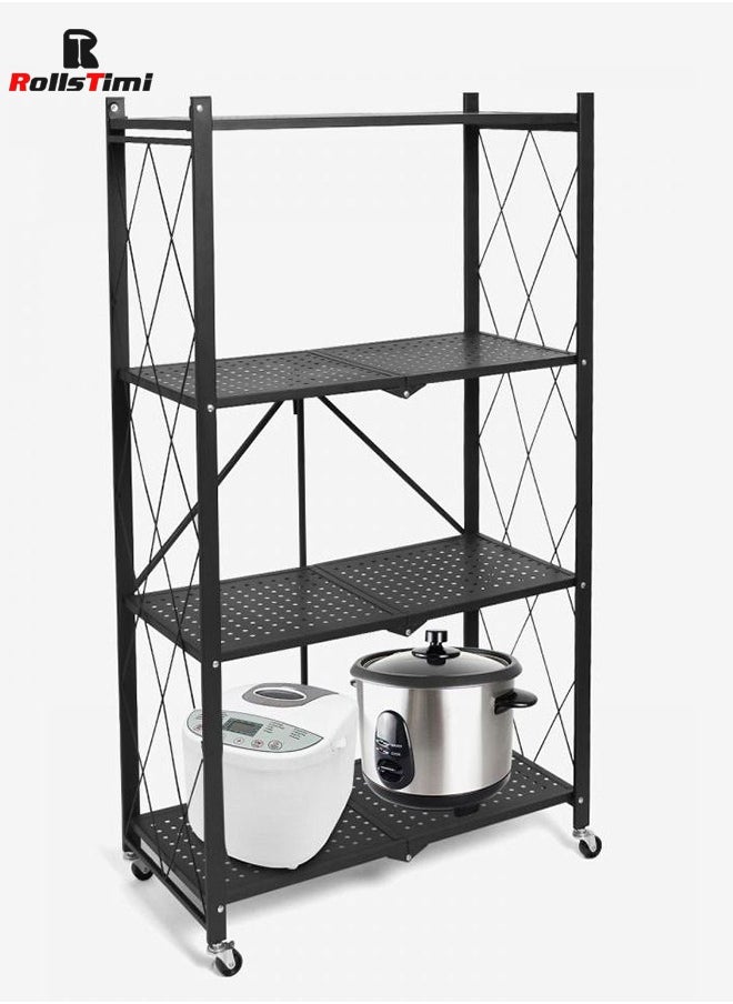 RollsTimi  4-Tire Scratch-Resistant Storage Rack Black 126x71x35cm  - Image 4