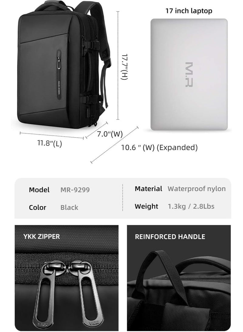 MARK RYDEN Laptop Backpack, Expandable 23L-40L Travel Backpack Cabin Size, Business Backpack Men with USB Charging Port Fit 17.3 Laptop - Image 3