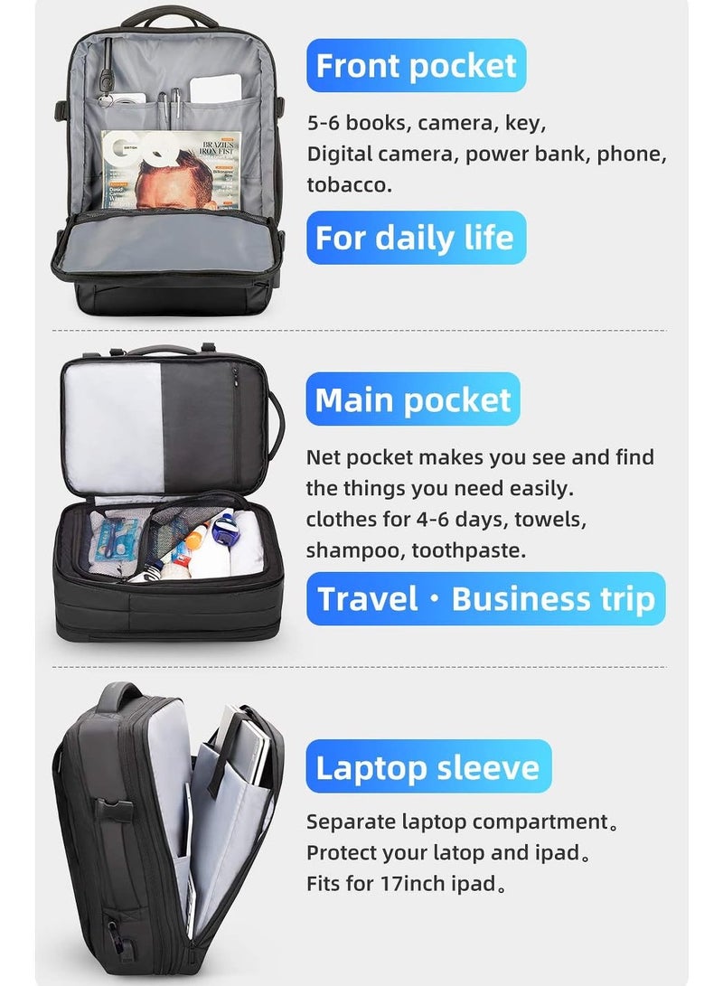 MARK RYDEN Laptop Backpack, Expandable 23L-40L Travel Backpack Cabin Size, Business Backpack Men with USB Charging Port Fit 17.3 Laptop - Image 4