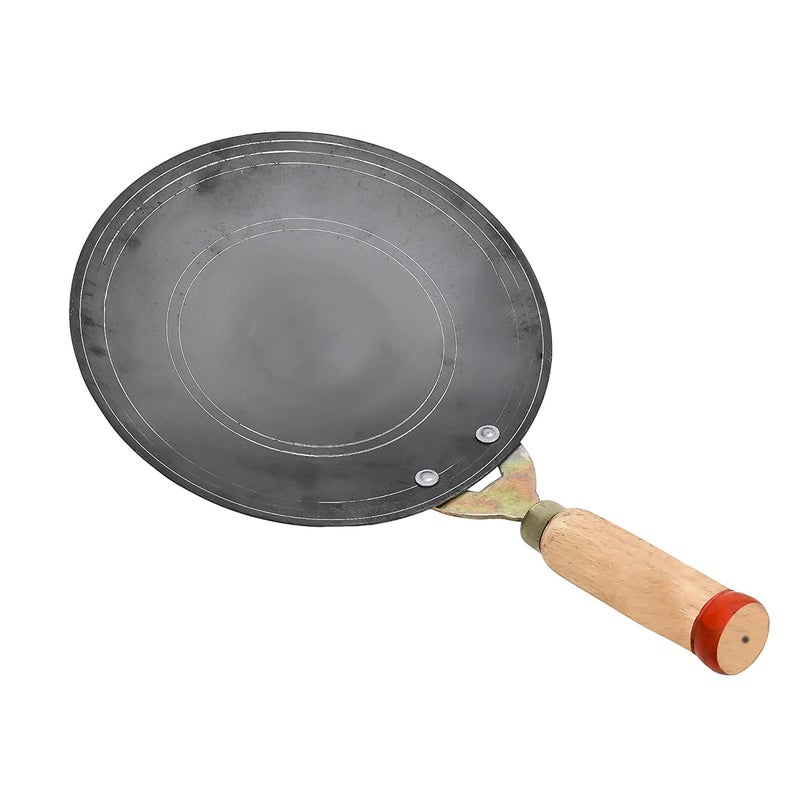 Freshwind Roti Maker Handmade Iron tava Tawa Desi Friendly for ChapathiChapati Cooking Loha Iron Lokhand with Double Nails Wooden Handle for HassleFree Cooking of ParathaDosa Fulka 10 Inch - Image 1