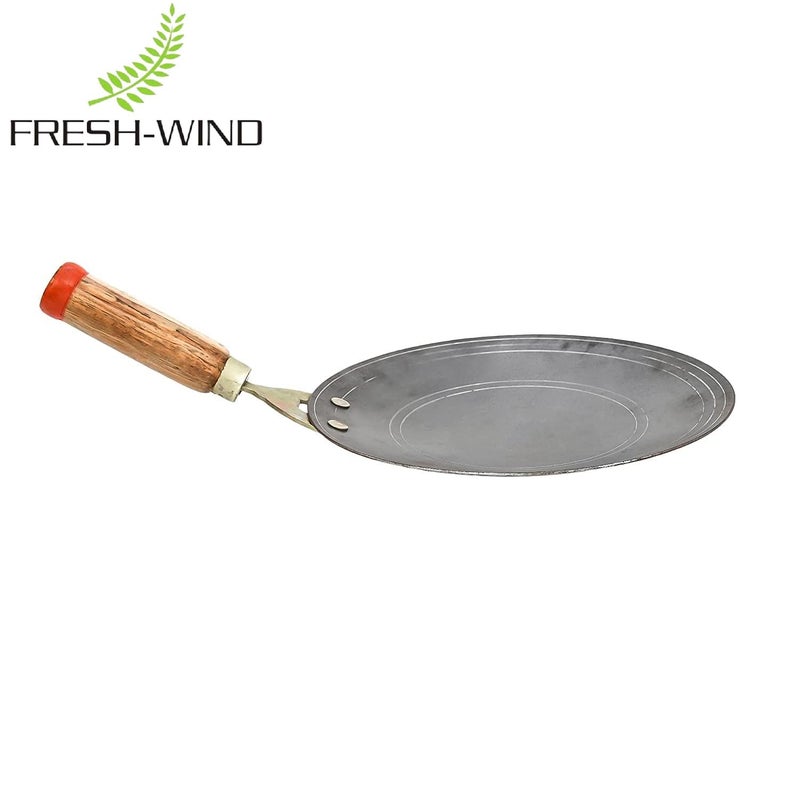 Freshwind Roti Maker Handmade Iron tava Tawa Desi Friendly for ChapathiChapati Cooking Loha Iron Lokhand with Double Nails Wooden Handle for HassleFree Cooking of ParathaDosa Fulka 10 Inch - Image 5