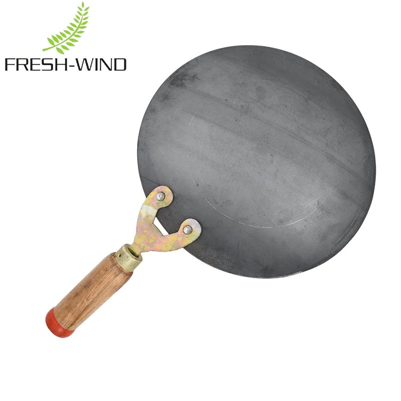 Freshwind Roti Maker Handmade Iron tava Tawa Desi Friendly for ChapathiChapati Cooking Loha Iron Lokhand with Double Nails Wooden Handle for HassleFree Cooking of ParathaDosa Fulka 10 Inch - Image 4