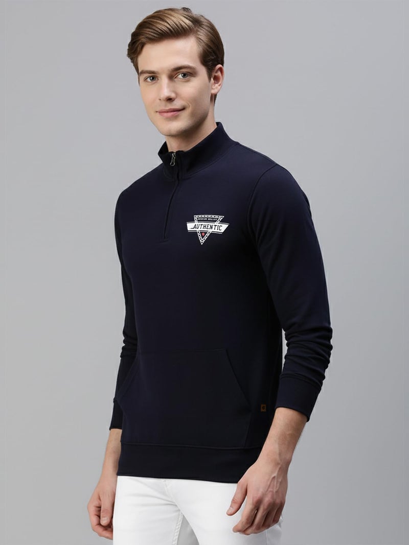 ONN Men's Cotton Solid Regular Fit Full Sleeve Hi-Neck Half Zip Sweatshirt 9004_NB_XL_1PC - Image 3