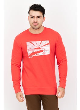 Levi's Men Crew Neck Graphic Print Long Sleeve Sweatshirt, Red  - Image 1