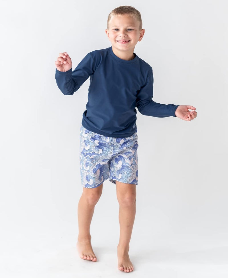 RUGGEDBUTTS Boys UPF50+ Sun Protection Fruits & Florals Swim Trunks - Ocean Camo, 10 - Image 2