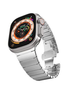 Generic Reliable Rides Apple Watch Ultra Link 49mm Stainless Steel Band Strap Strap With Folding Buckle For Apple Watch Series 8 & 8 Ultra Men's 49mm 45mm - Silver  - Image 2