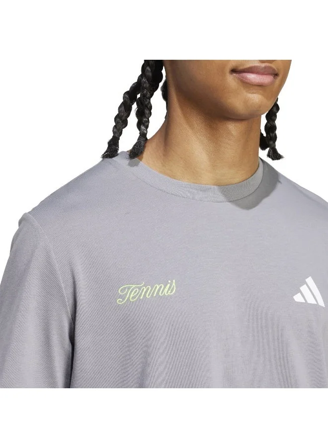 Adidas Grey Tennis Graphic T-Shirt for Men | Best Price UAE