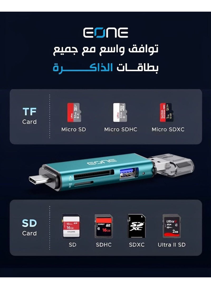 Eone The EONE USB-C & USB-A card reader with USB 3.0 hub is a highly sought-after, practical product serving a wide range of customers. - Image 2
