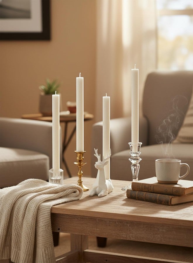 HOMEOLOGY شموع هومولوجي المضلعة مقاس 10 بوصات، لون عاجي، عبوة من 4 قطع، شموع مدببة غير معطرة - Image 5