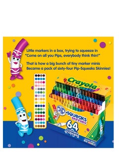Crayola Pip-Squeaks Skinnies Washable Markers, 64 count, Great for Home or  School, Perfect Art Tools 