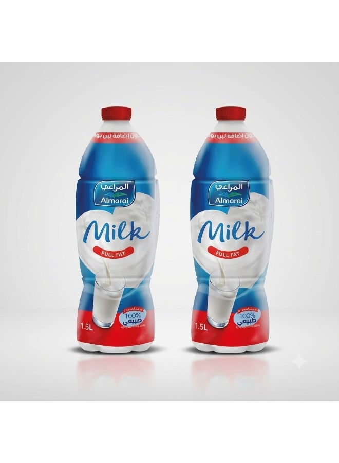 Almarai Full Fat Long Life Milk Offer - Pack of 2 Bottles x 1.5L - 100% Natural