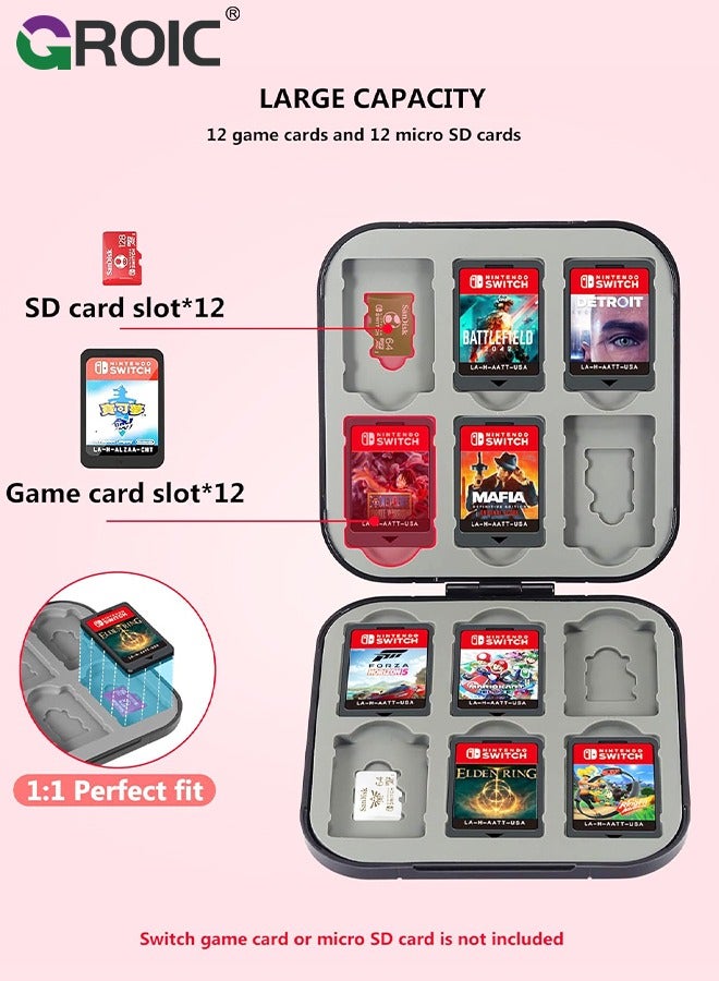 GROIC Game Card Case for Nintendo Switch, Portable Game Card Holder, Hard Shell Game Card Storage Case, Large Capacity Switch Game Card Organizer with 12 Card Slots - Image 2
