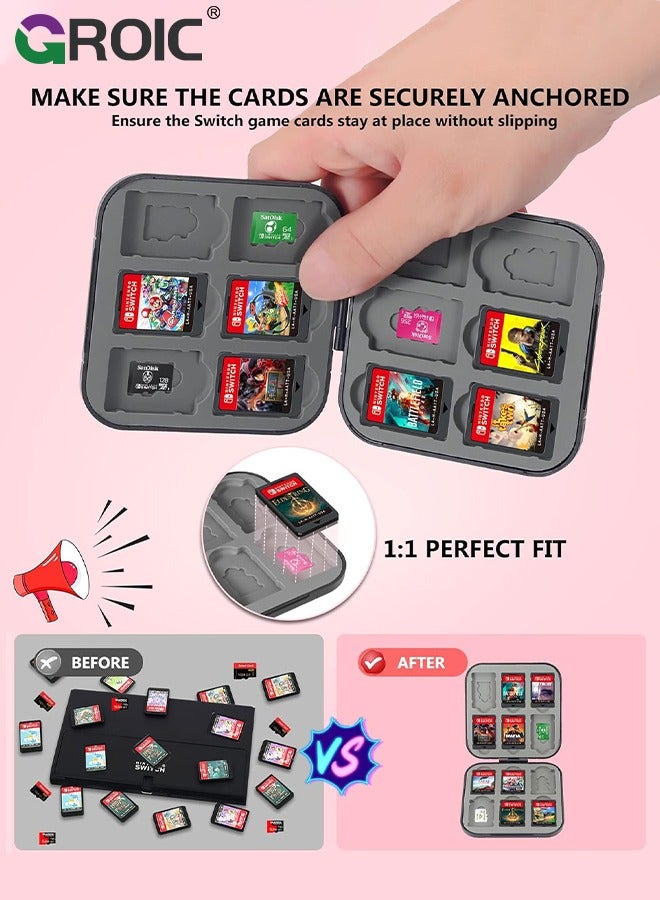 GROIC Game Card Case for Nintendo Switch, Portable Game Card Holder, Hard Shell Game Card Storage Case, Large Capacity Switch Game Card Organizer with 12 Card Slots - Image 3