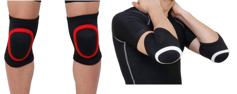 WMX Dancing/Skating/Cycling/Guard Protector Knee & Elbow Pads in Moulded Shape (Kids, RED & WHITE COMBO) - Image 1