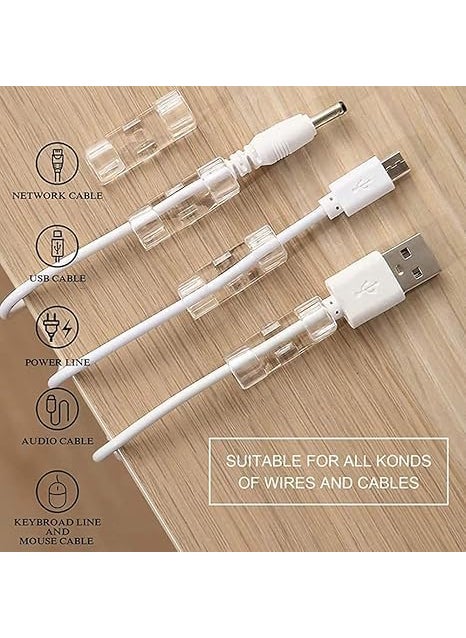 Zerolex Zerolex 60 Pcs Self Adhesive Cable Management Clips Cable Organizers Sticky Wire Clips Cord Holder for TV PC Laptop Ethernet Cable Desktop Home Office LargeTransparent  - Image 4