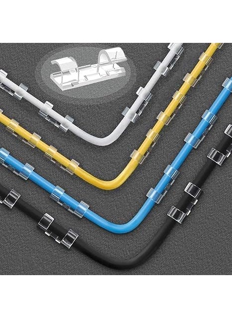 Zerolex Zerolex 60 Pcs Self Adhesive Cable Management Clips Cable Organizers Sticky Wire Clips Cord Holder for TV PC Laptop Ethernet Cable Desktop Home Office LargeTransparent  - Image 5
