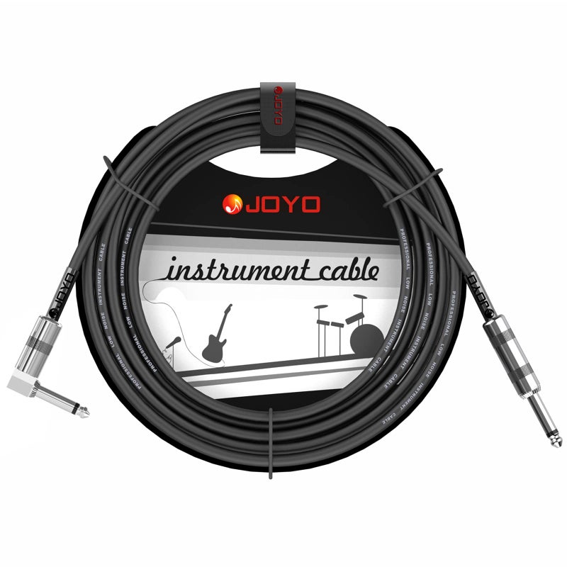 JOYO Bass Guitar Cable 15 Feet Professional Audio Instrument Cable 1/4 Inch Right-Angle Amp Cord (Black, CM-12) - Image 1