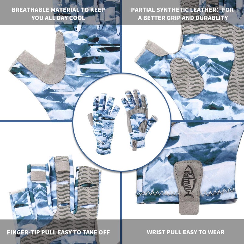 Palmyth UV Protection Fishing Fingerless Gloves UPF50+ Sun Gloves Men Women for Kayaking, Hiking, Paddling, Driving, Canoeing, Rowing (Mountain Sky, Medium) - Image 3