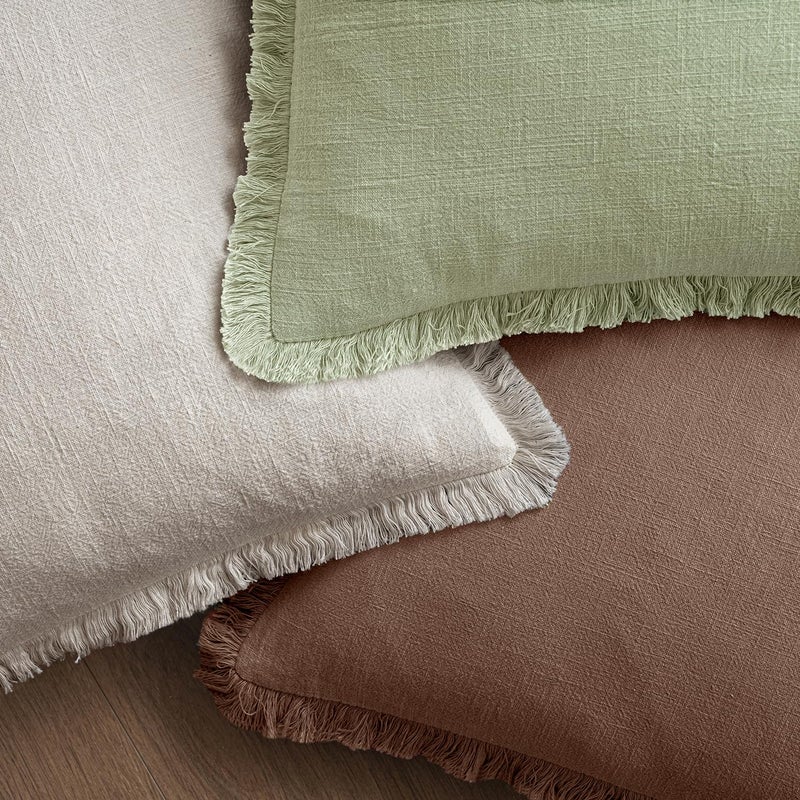 Miulee Decorative Throw Pillow Covers Neutral Linen Fringe Throw Pillows Set Of 2 Dark Coffee Boho Farmhouse Cushion Covers With Tassels For Couch Sofa Bed Living Room Spring Home Decor 20X20 Inch - Image 4