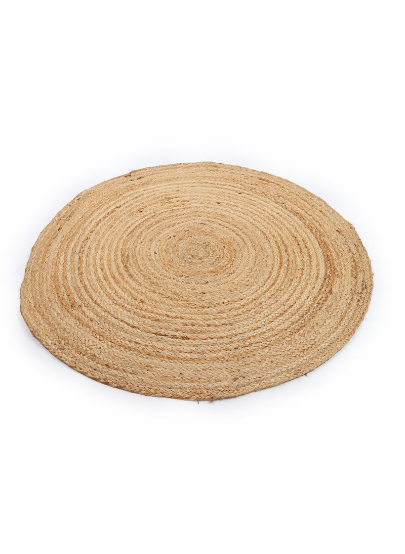 Raymond Artistic Jute Braided Boho Area Rug, Natural Hand Woven Jute Rag Rug - Farmhouse Reversible Rug Rustic Cotton Jute Rug Home Décor Rag Rugs (122 cm x 122 cm - 4x4 Feet)  - Image 4