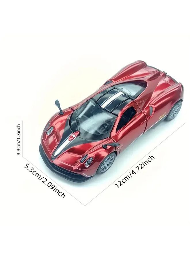 Red Alloy Supercar Model Pull Back Action Openable Doors Hood Gift For Kids - Image 3