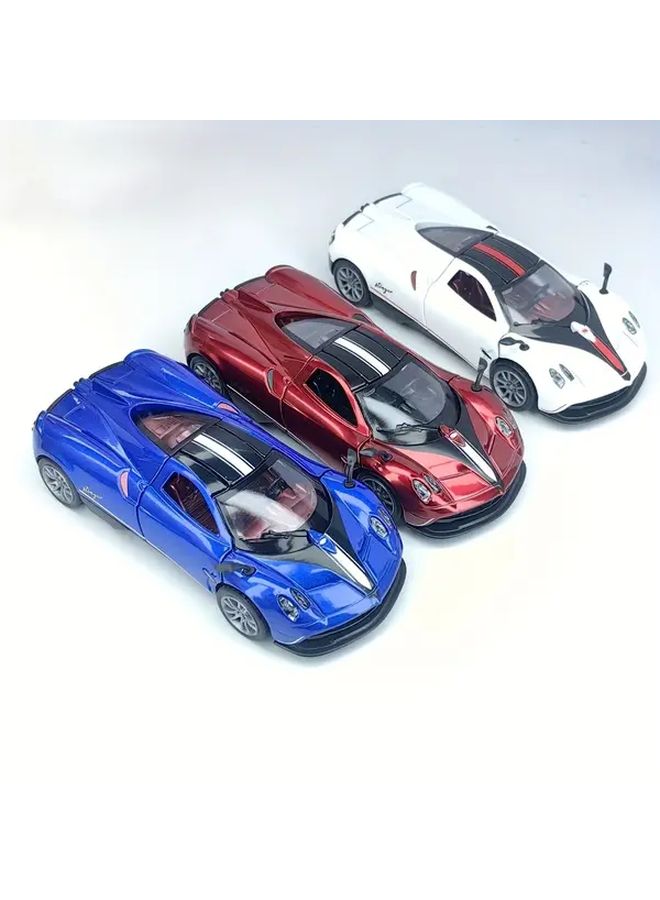 Red Alloy Supercar Model Pull Back Action Openable Doors Hood Gift For Kids - Image 4