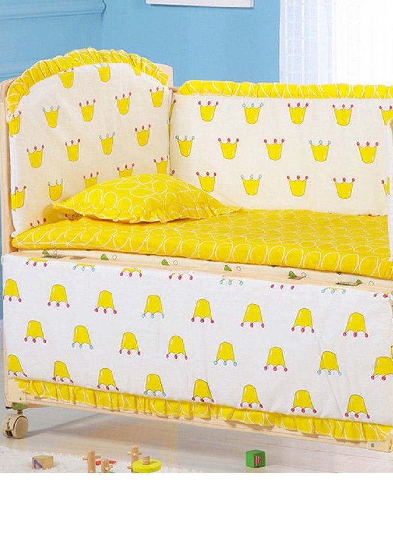 6Pcs Set Crown Printed Crib Bumper For Newborn Pure Cotton Bed Protector, Easy To Remove And Washable  - Image 2