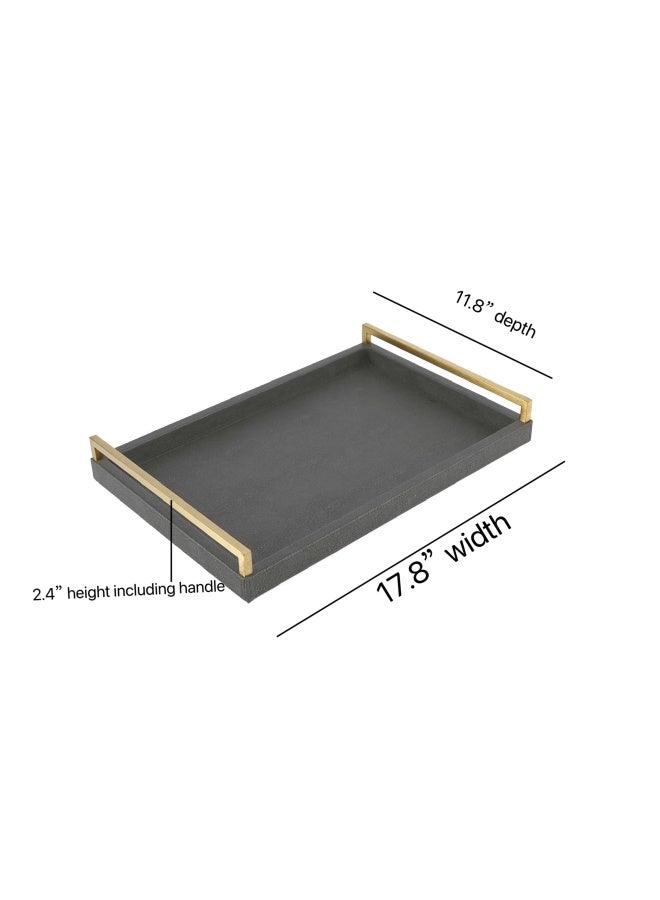 WV 17.8 * 11.8" Grey Shagreen Large Serving Tray with Brushed Gold Handle,Faux Leather Home Decorative Tray, Coffee Table Tray for Living Room, Dinning, Vanity ï¼ˆGrey - Image 5