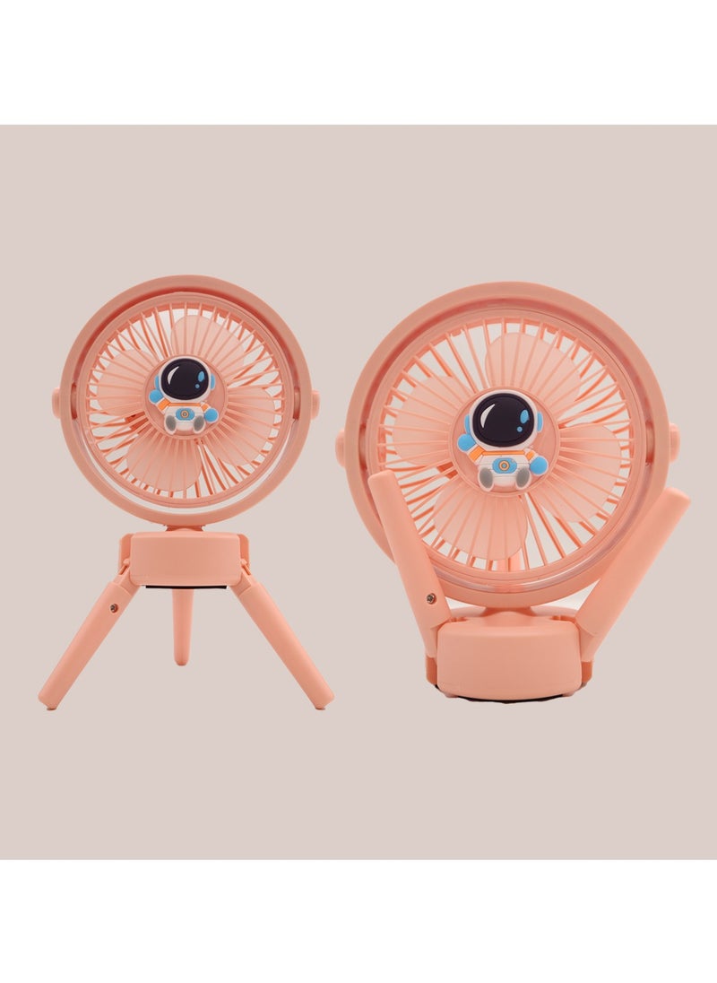 Yuwell - USB Fan Strong Wind Ultra Quiet Small Desk Fan Adjustable Rotation Mini Table Fan With 2 Fan Speeds And 2 Light Modes Adjustable Fan With Legs Personal Fan For Home Office And Desktop Pink - Image 1