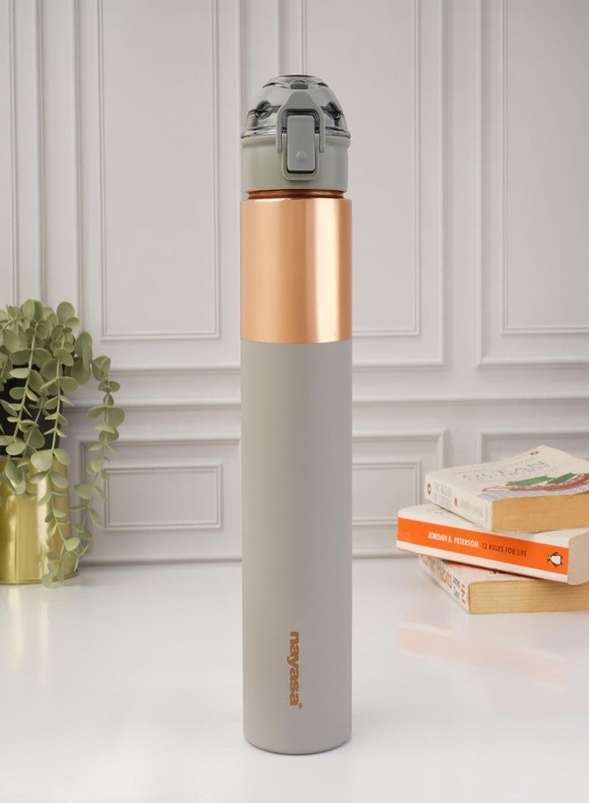 Nayasa Saffron Copper Bottle | 1000 ML | Leak Proof and Durable | Premium Copper Bottle | Easy to Clean | Daily Use | Grey - Image 1
