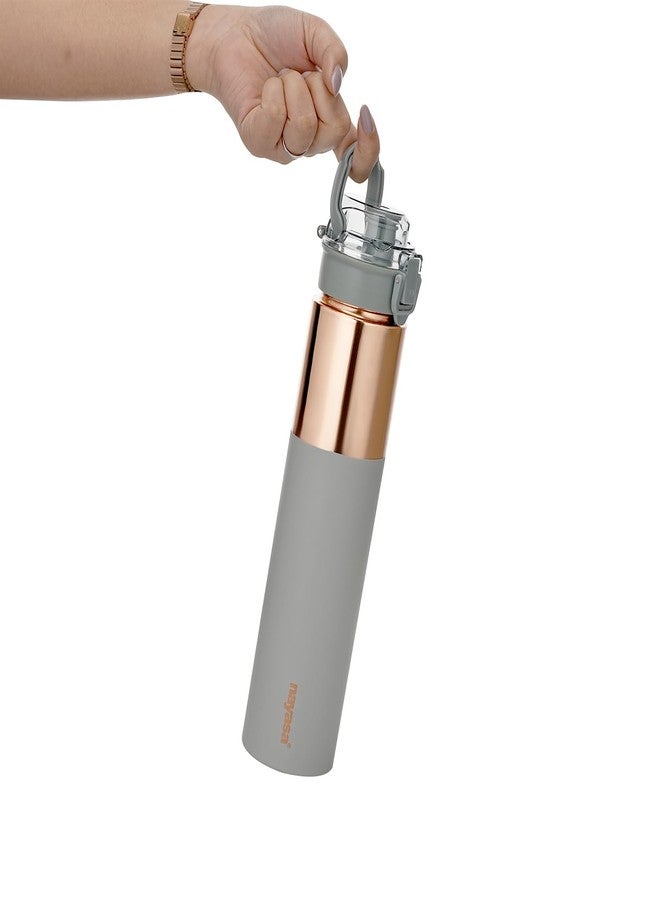 Nayasa Saffron Copper Bottle | 1000 ML | Leak Proof and Durable | Premium Copper Bottle | Easy to Clean | Daily Use | Grey - Image 4