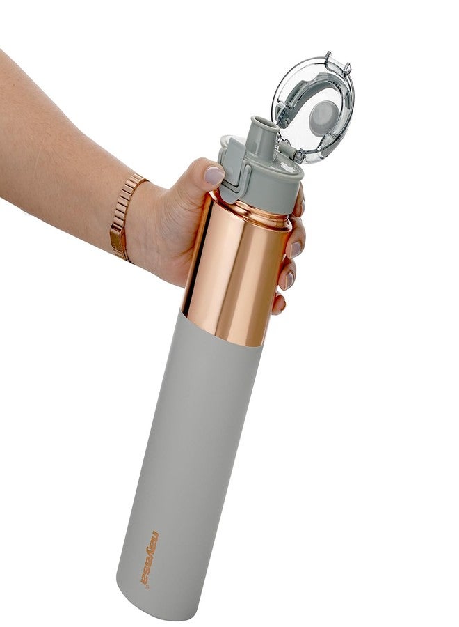 Nayasa Saffron Copper Bottle | 1000 ML | Leak Proof and Durable | Premium Copper Bottle | Easy to Clean | Daily Use | Grey - Image 3