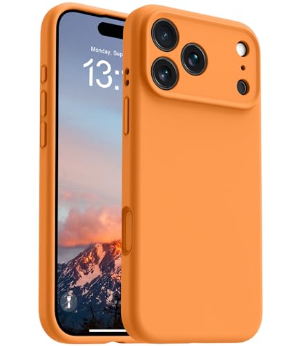 OTOFLY Magnetic for iPhone 17 Pro Max CaseCompatible with MagsafeClassic Liquid Silicone Mobile Phone CaseIntegrated Camera Control ButtonAntiScratch Microfiber Lining Orange - Image 1