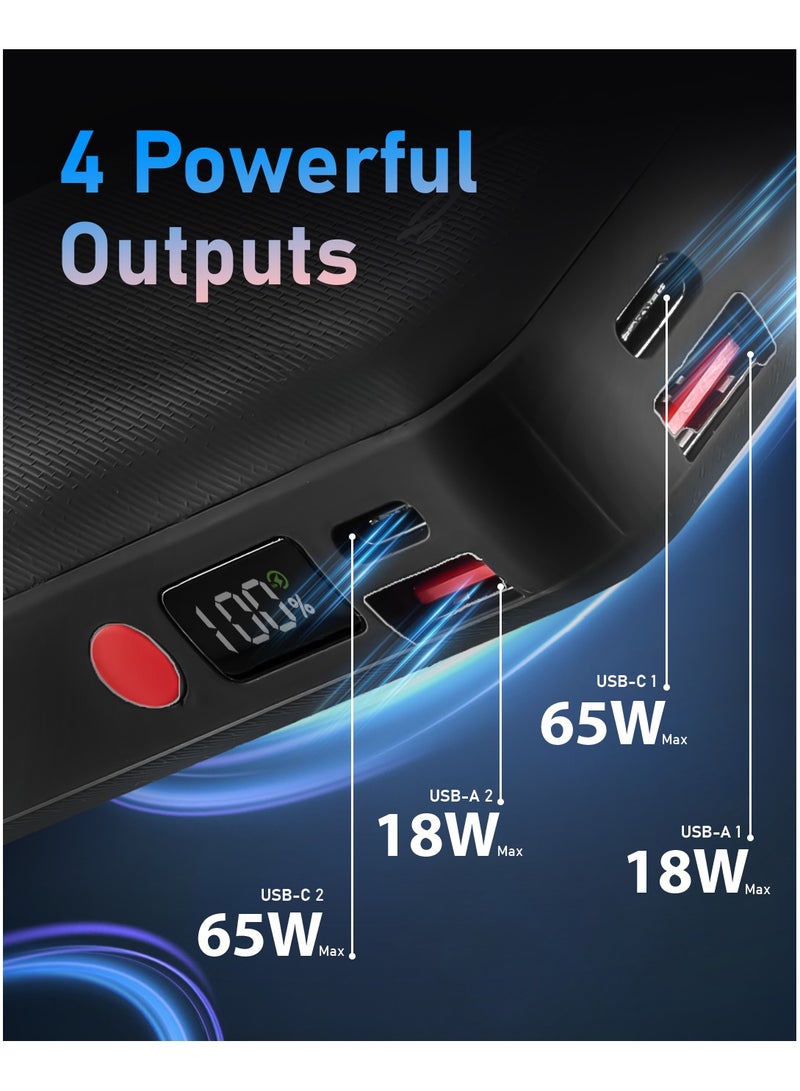 SKA 20000mAh Power Bank, 65W PD Fast Charging Portable Charger with 2 USB-C & 2 USB-A Ports, Compatible with Laptops, MacBook, iPhone 15/14/13, Samsung S23/S22, Tablets, Travel-Friendly, Black - Image 3