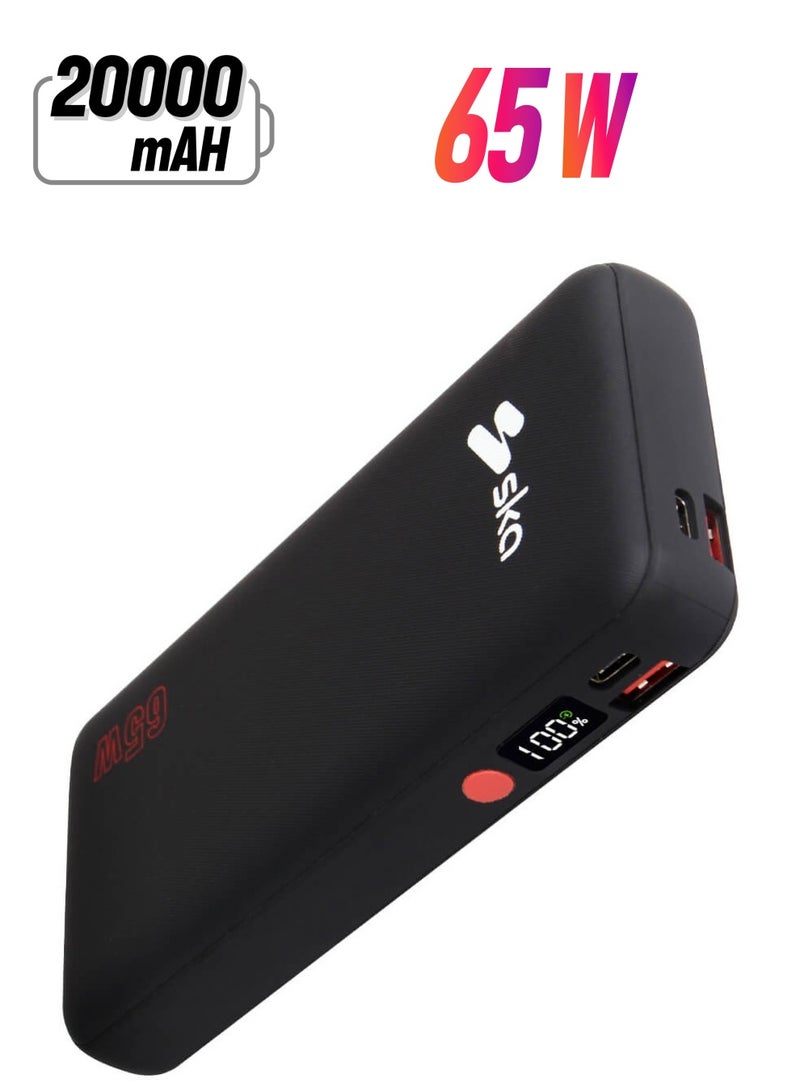 SKA 20000mAh Power Bank, 65W PD Fast Charging Portable Charger with 2 USB-C & 2 USB-A Ports, Compatible with Laptops, MacBook, iPhone 15/14/13, Samsung S23/S22, Tablets, Travel-Friendly, Black - Image 1