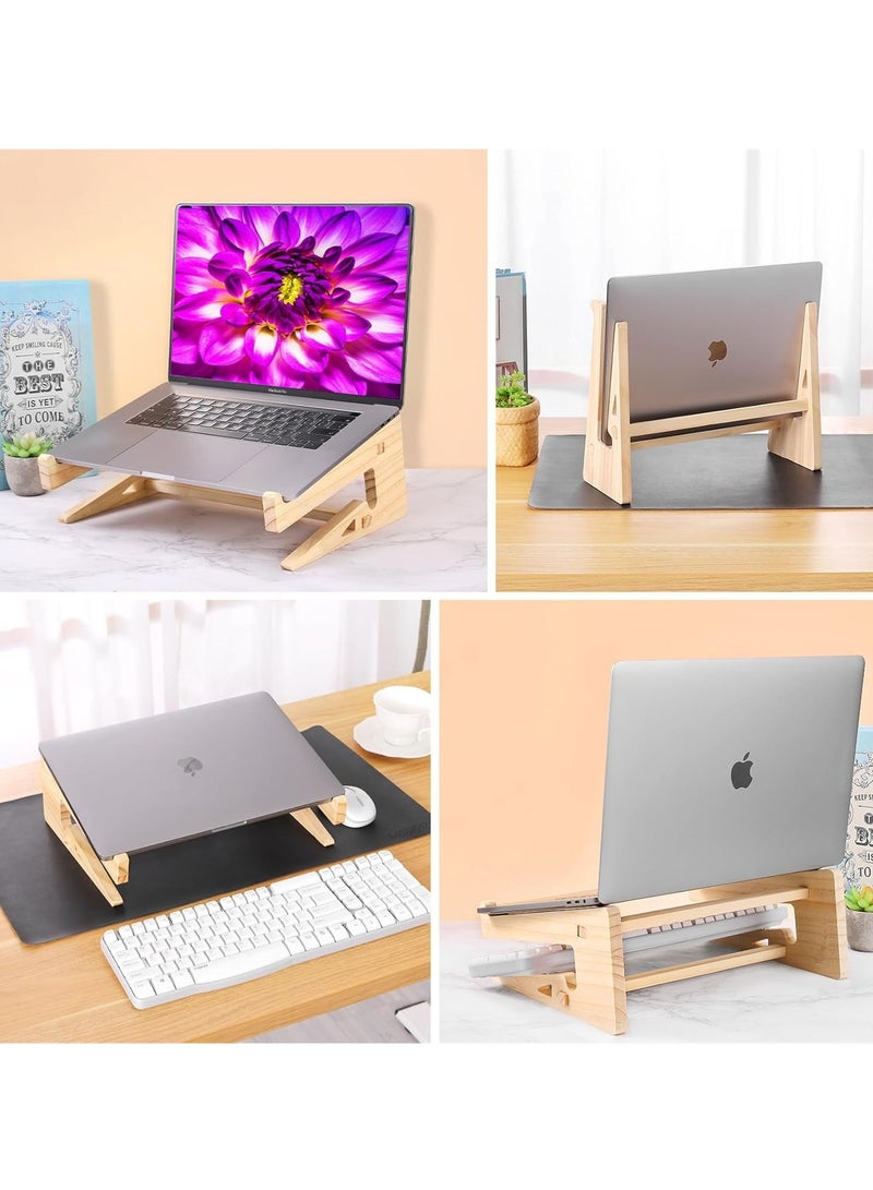 Vertical Wooden Laptop Stand with Ergonomic Design & Heat Dissipation - Image 3