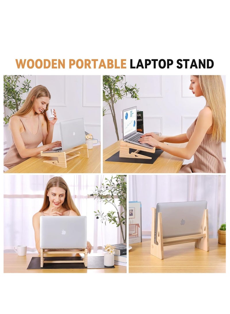 Vertical Wooden Laptop Stand with Ergonomic Design & Heat Dissipation - Image 4