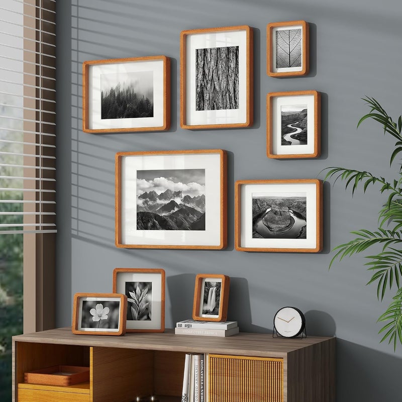 Venusmiles إطار صور 12x16 بوصة، خشب تيك طبيعي من الولايات المتحدة، إطار صور مجمّع مع زجاج مقسّى عالي الوضوح، إطار خشبي بسيط حديث 12x16 مع حافة داخلية مقاس 8.5x11، تعليق عمودي وأفقي على الحائط - Image 5
