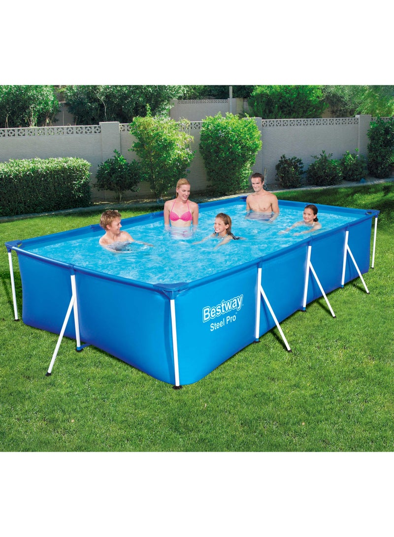 Bestway بركة بست واي المستطيلة ستيل برو 400x211x81 سم | بركة سباحة عائلية | بركة فوق الأرض | بركة في الفناء الخلفي | بركة بإطار فولاذي | متعة الصيف مع الأصدقاء والعائلة - Image 2