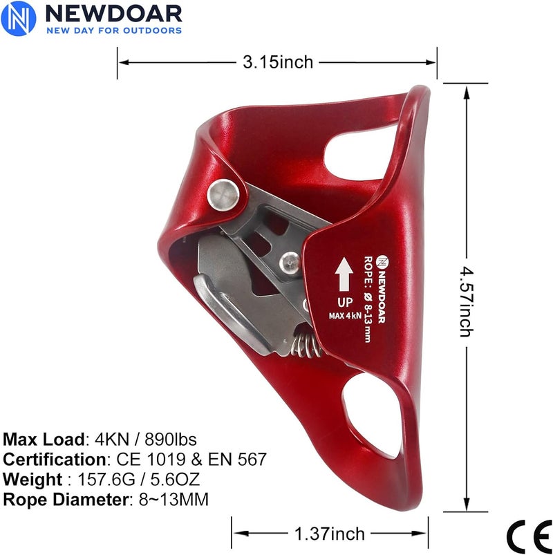 Newdoar Rock Climbing Chest Ascender Abdominal for Vertical Rope Climbing CE Certified Rope Clamp for 8~13MM Rope - Image 2