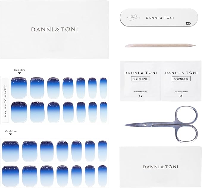 DANNI & TONI DANNI TONI 28Pcs Ombre Semi Cured Gel Nail Wraps Pink Translucent Fine Glitter Soft SelfAdhesive Nail StickersUVLED Lamp Required SalonQuality Gel Nail Polish StripsIn the Mood for Love - Image 3