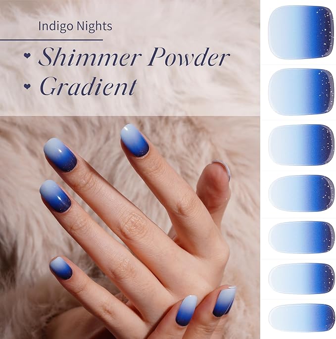 DANNI & TONI DANNI TONI 28Pcs Ombre Semi Cured Gel Nail Wraps Pink Translucent Fine Glitter Soft SelfAdhesive Nail StickersUVLED Lamp Required SalonQuality Gel Nail Polish StripsIn the Mood for Love - Image 2