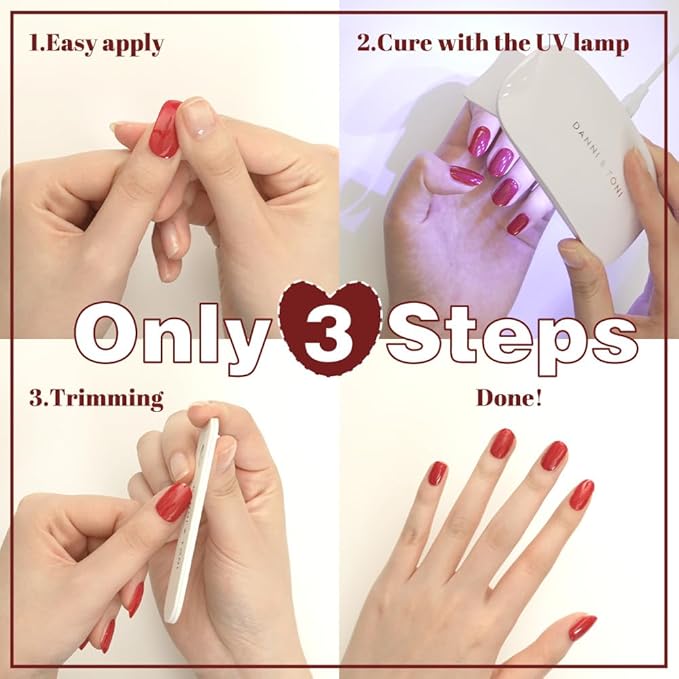 DANNI & TONI DANNI TONI 28Pcs Ombre Semi Cured Gel Nail Wraps Pink Translucent Fine Glitter Soft SelfAdhesive Nail StickersUVLED Lamp Required SalonQuality Gel Nail Polish StripsIn the Mood for Love - Image 5