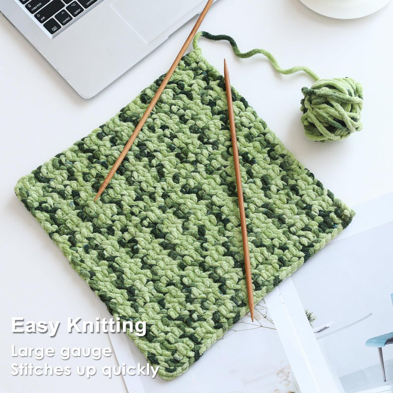 Knyteruna #6 Super Bulky Blanket Yarn for Crocheting - 4 Skeins(Each 10.5oz/300g, 220yds/201m), Chunky Chenille Thick Plush Big Soft Yarn for Crocheting Knitting Blankets, Multi Green - Image 5