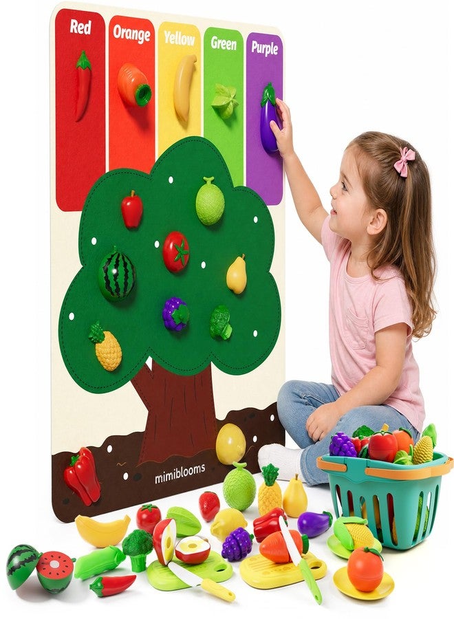 ALASOU Play Food Set with Hanging Felt Tree Mat & Storage Basket - Image 1