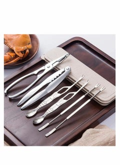 Stainless Steel Seafood Tool Kit Seafood, Nuts, Shellfish, Lobster and Crab Cracker Set Crustacean with Storage Box, 2 Pcs Crackers 4 Forks