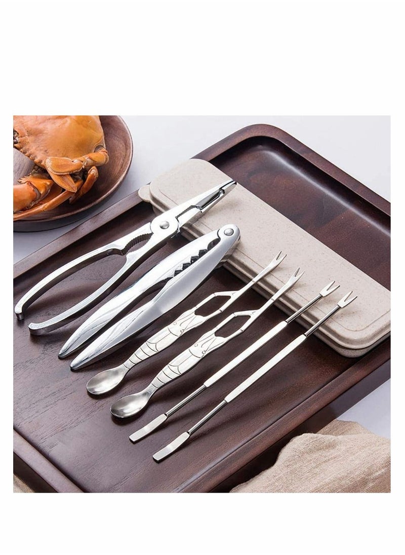 Y&D - Stainless Steel Seafood Tool Kit Seafood, Nuts, Shellfish, Lobster and Crab Cracker Set Crustacean with Storage Box, 2 Pcs Crackers 4 Forks - Image 1