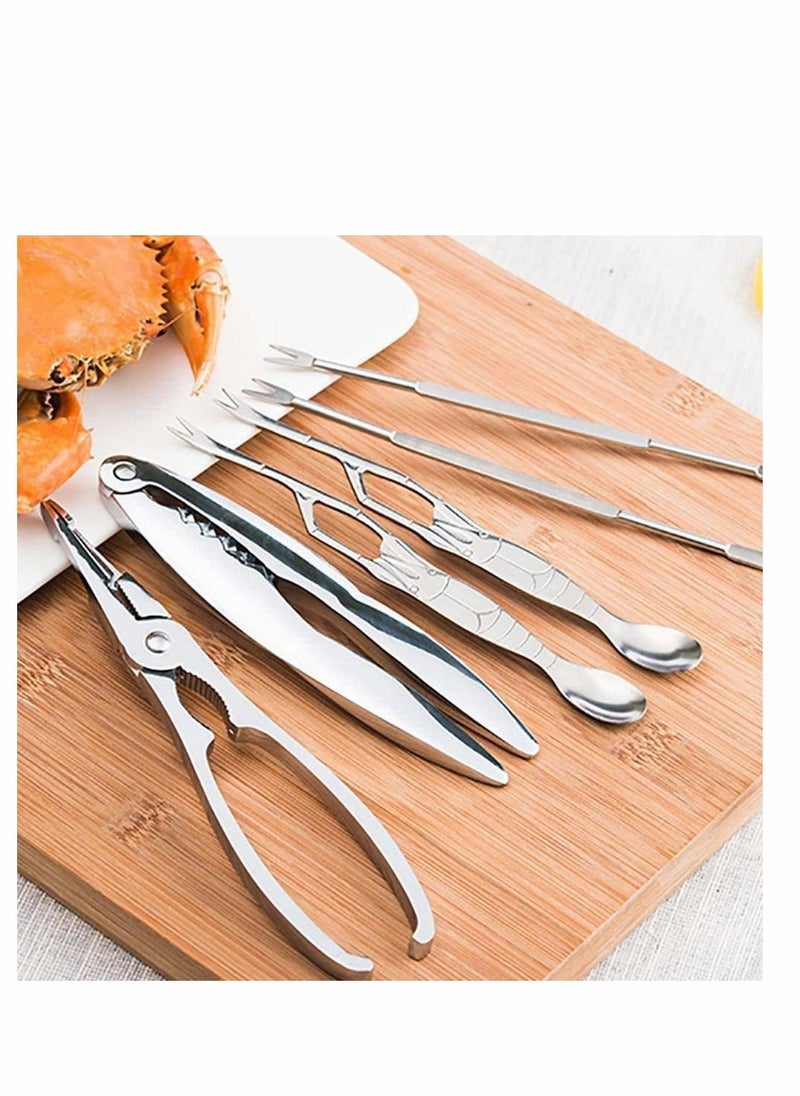 Y&D - Stainless Steel Seafood Tool Kit Seafood, Nuts, Shellfish, Lobster and Crab Cracker Set Crustacean with Storage Box, 2 Pcs Crackers 4 Forks - Image 1