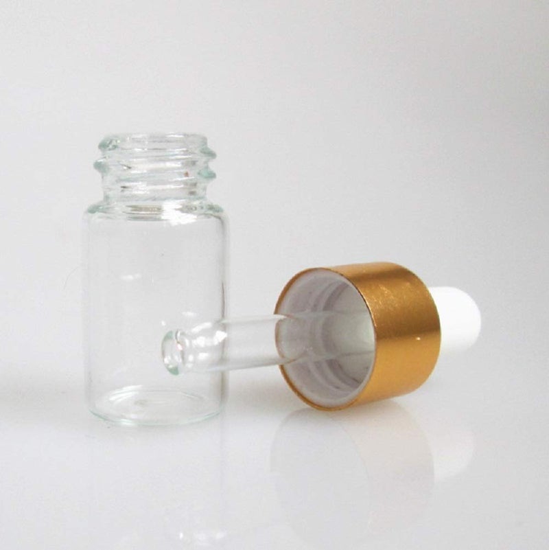 glasstore 15Pcs Glass Essential Oil Dropper Bottles Clear Mini 1Ml/2Ml/3Ml Perfume Dropping Bottle Cosmetic Sample Vials With Gold Cap And White Latex - Image 5